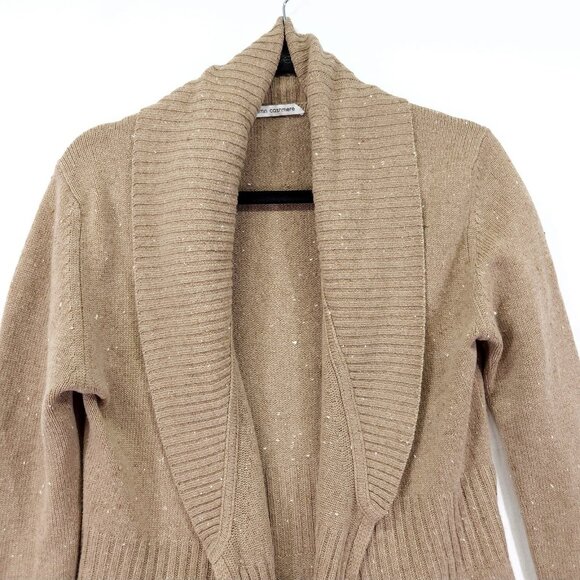 Autumn Cashmere Ribbed Drape Cardigan Size Small Open Front Nep Beige Sweater - Picture 9 of 13